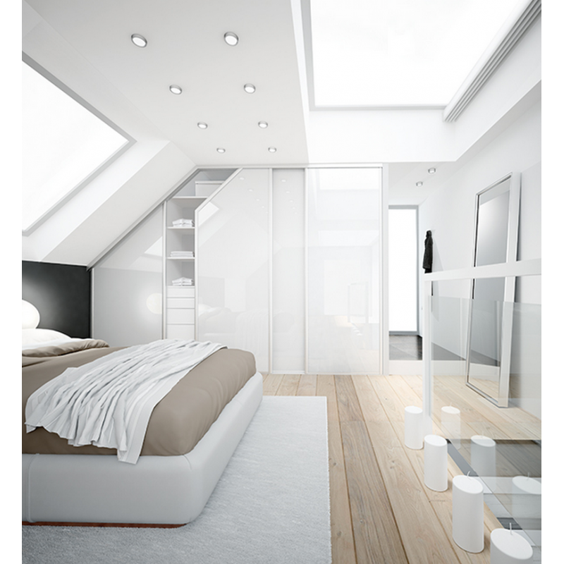 Platine argent mat et vitre laquée blanc