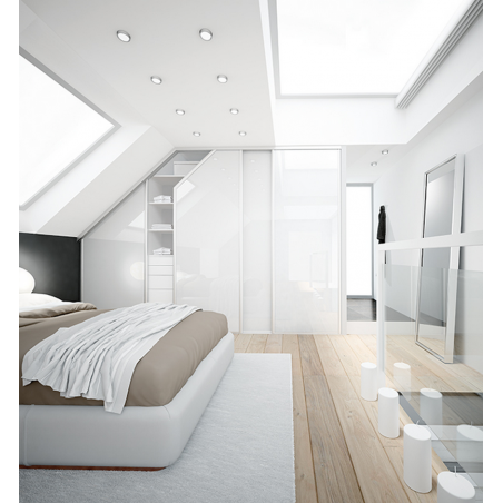 Platine argent mat et vitre laquée blanc