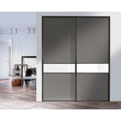 Strass anthracite laqué, sillage modèle Trio ruban, chêne bardolino et vitre laquée blanc artic