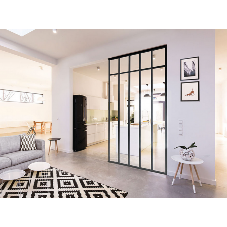 Verrière Loft Fixe profil L noir mat, vitre feuilletée claire