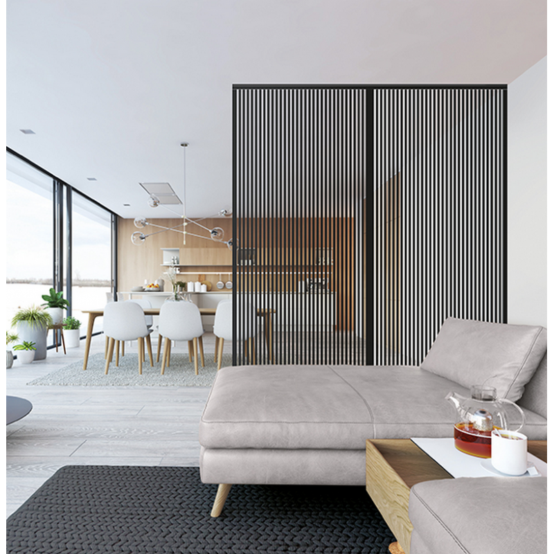 Verrière fixe L Intégra, profil noir mat et vitre trempée Harpe noire