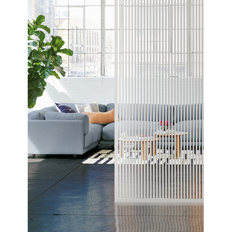 Verrière fixe L Integra, profil blanc mat et vitre trempée Harpe blanche